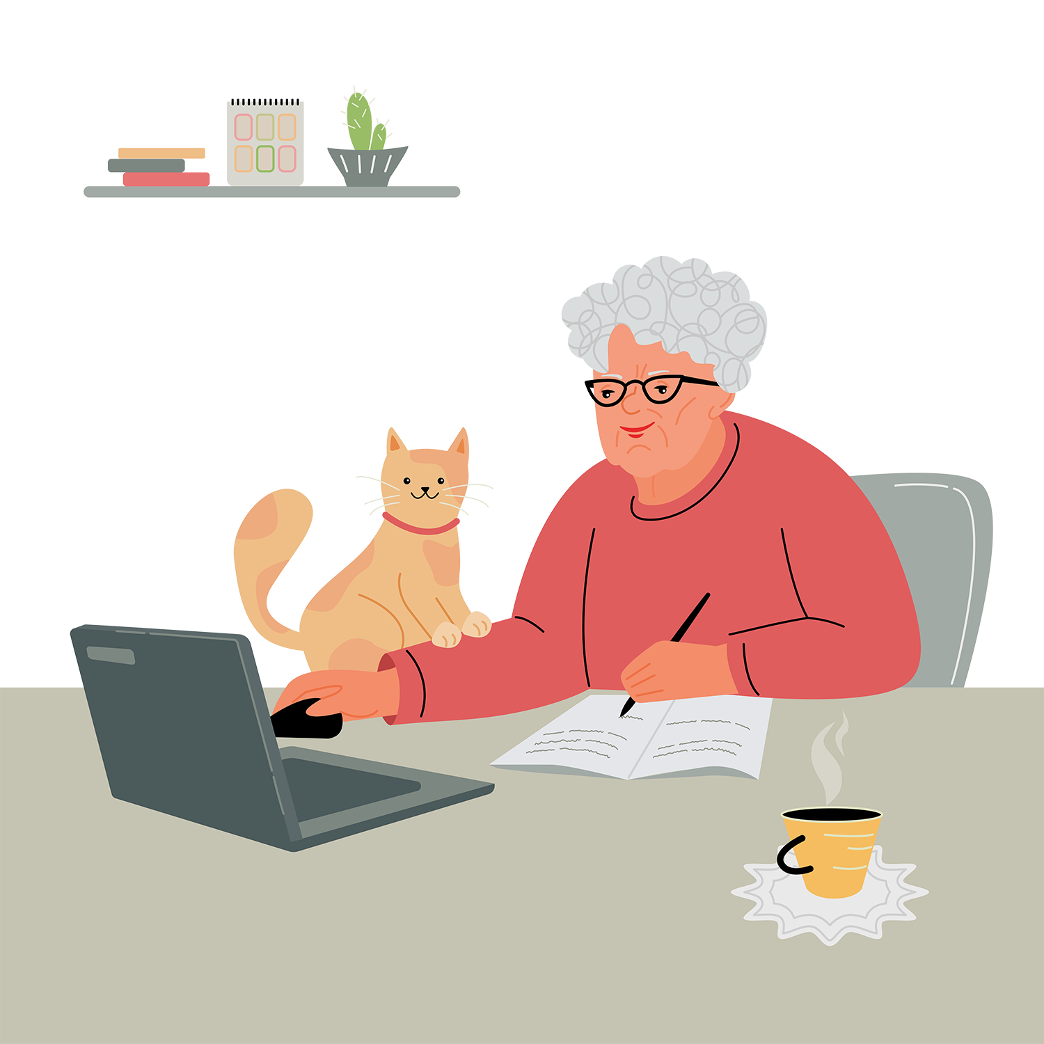 WOMAN WRITING ACCOMPANIED<br />
